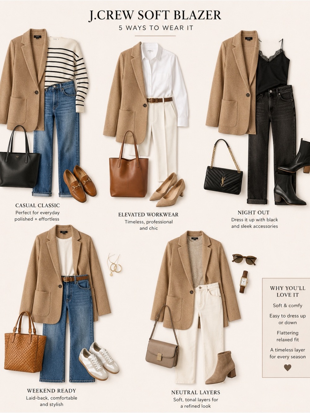 J. Crew Soft Blazer in Camel